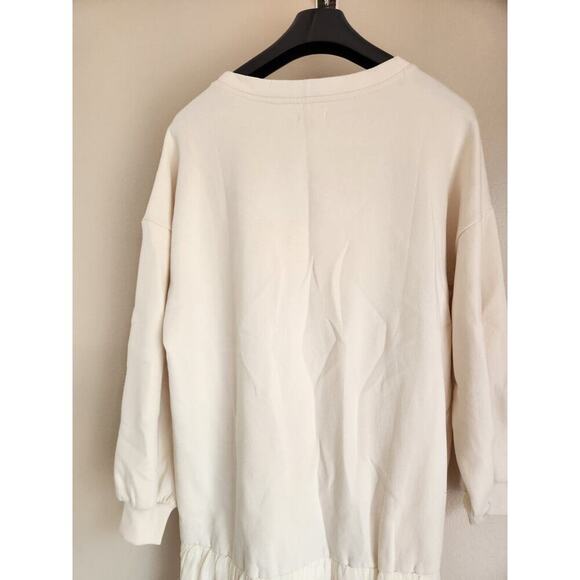 MWT Anthropologie Pilcro Sweatshirt Twofer Mini Dress Sz MP Petite White 9F405 - Picture 7 of 12